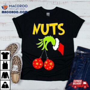 Grinch Hand Holding Ornament Nuts Christmas Tshirt