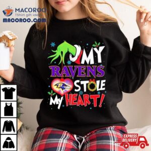Grinch Hand My Baltimore Ravens Stole My Heart Christmas Shirt
