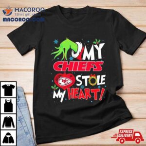 Grinch Hand My Kansas City Chiefs Stole My Heart Christmas Tshirt