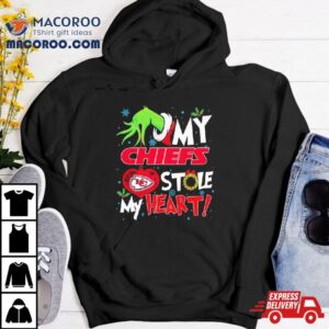 Grinch Hand My Kansas City Chiefs Stole My Heart Christmas Tshirt