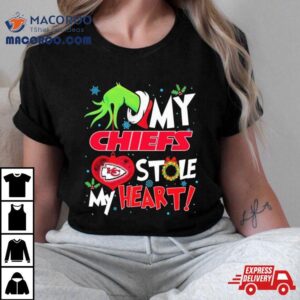 Grinch Hand My Kansas City Chiefs Stole My Heart Christmas Tshirt