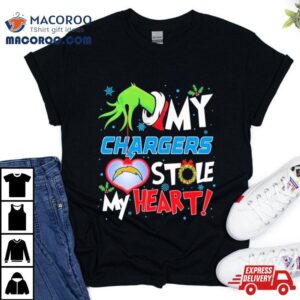 Grinch Hand My Los Angeles Chargers Stole My Heart Christmas Shirt
