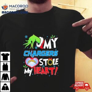 Grinch Hand My Los Angeles Chargers Stole My Heart Christmas Tshirt