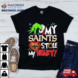 Grinch Hand My New Orleans Saints Stole My Heart Christmas Shirt