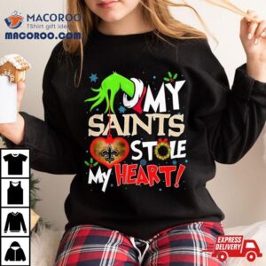 Grinch Hand My New Orleans Saints Stole My Heart Christmas Shirt