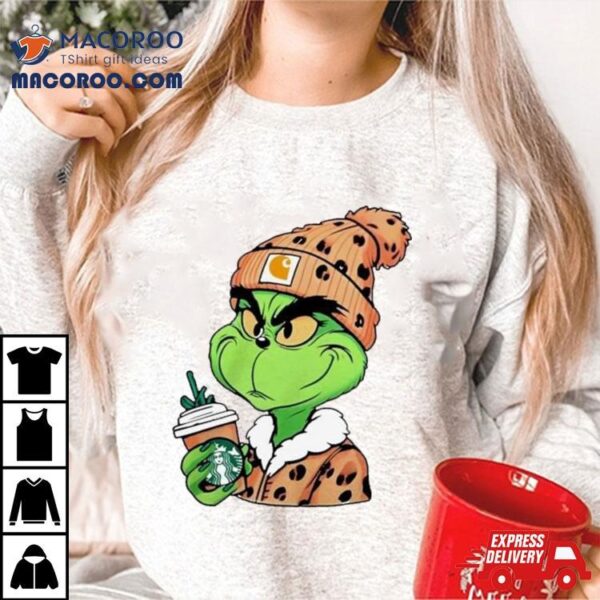 Grinch Leopard Drink Starbuck Coffee Shirt