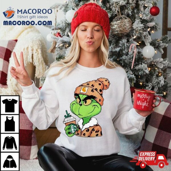 Grinch Leopard Drink Starbuck Coffee Shirt