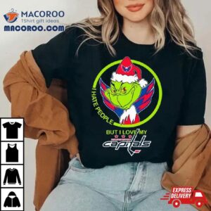 Grinch Santa Christmas I Hate People But I Love My Washington Capital Shirt