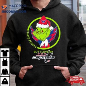 Grinch Santa Christmas I Hate People But I Love My Washington Capital Tshirt