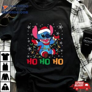 Happy Santa Stitch Ho Ho Ho Christmas Tshirt