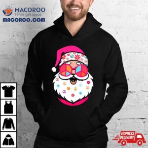 Hippie Santa Cute Christmas Retro Groovy Santa Pink Santa Tshirt
