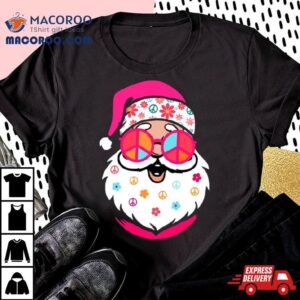 Hippie Santa Cute Christmas Retro Groovy Santa Pink Santa Tshirt