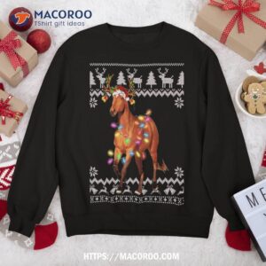 horse christmas lights santa hat xmas ornat sweatshirt sweatshirt