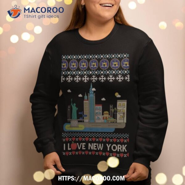 I Love New York Ugly Christmas Ny Cityscape Skyline Souvenir Sweatshirt