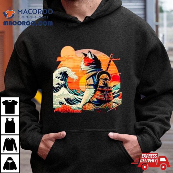 Japanese Retro Samurai Cat The Great Wave Shirt