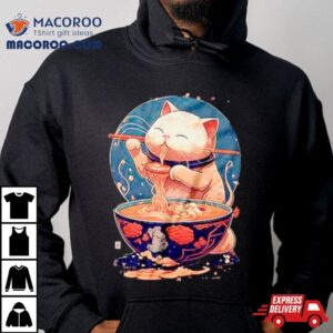 Kawaii Cat Eating Ramen Tshirt