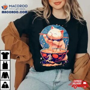 Kawaii Cat Eating Ramen Tshirt