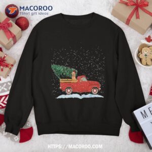 labrador retriever vintage red pickup truck christmas tree sweatshirt sweatshirt