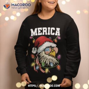 merica christmas usa flag patriotic veteran santa bald eagle sweatshirt sweatshirt 2