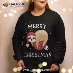 merry christmas cute sloth funny santa girls kids sweatshirt sweatshirt 2