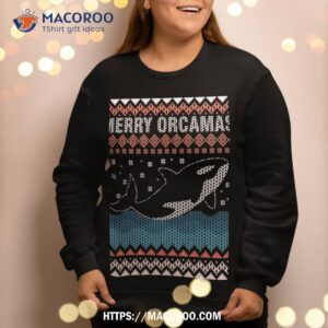merry christmas orca whale ugly as boy and girl sweatshirt sweatshirt 2
