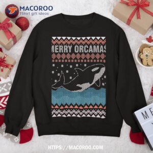 merry christmas orca whale ugly as boy and girl sweatshirt sweatshirt