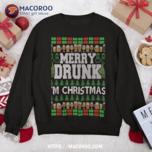 merry drunk i m christmas beer drinking ugly xmas sweatshirt sweatshirt