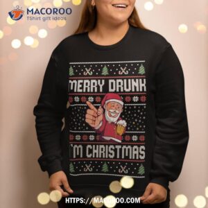 merry drunk i m christmas ugly sweater santa with beer sweatshirt sweatshirt 2