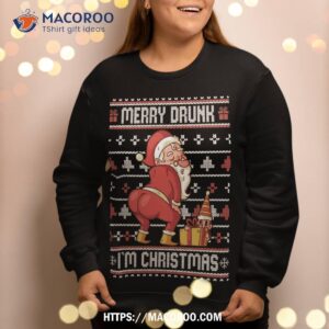 merry drunk i m christmas ugly sweater twerking santa sweatshirt sweatshirt 2