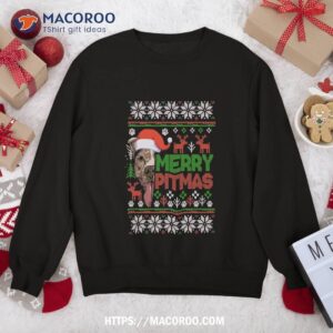 Merry Pitmas – Christmas Pitbull Ugly Sweater Style Sweatshirt