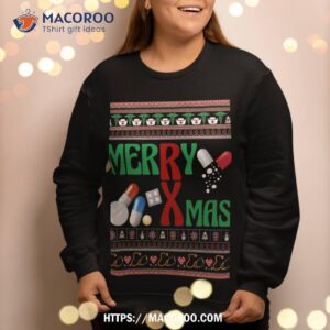 merry xmas christmas pharmacists ugly pharmacy technicians sweatshirt sweatshirt 2