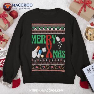 merry xmas christmas pharmacists ugly pharmacy technicians sweatshirt sweatshirt
