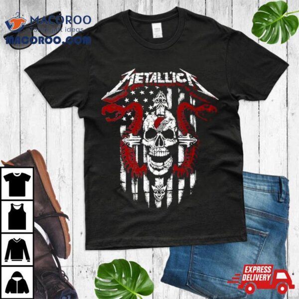 Metallica Snake Skull Portland Trail Blazers Logo Gildan 2023 Shirt