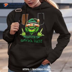 Miami Hurricanes Grinch Santa Middle Finger Haters Gonna Hate Shirt
