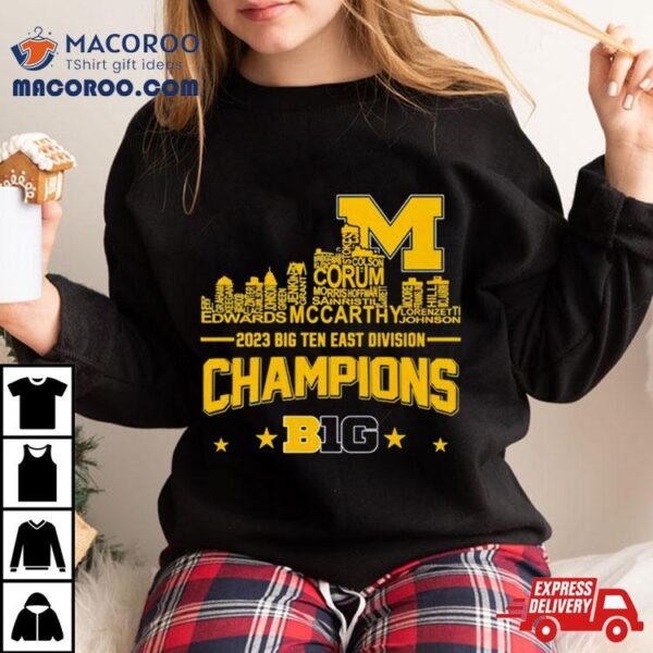 Michigan Wolverines Players Names City Skyline 2023 Big Ten East Division Champions Shirt