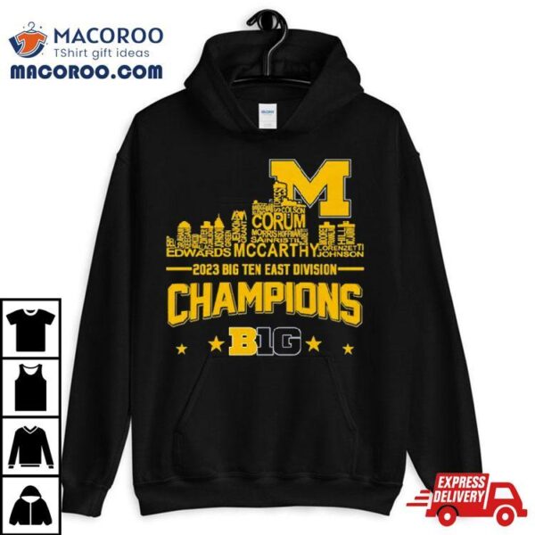 Michigan Wolverines Players Names City Skyline 2023 Big Ten East Division Champions Shirt