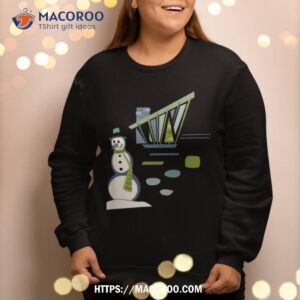 Mid Century Christmas House And Snowman Sweat Sweatshirt 2