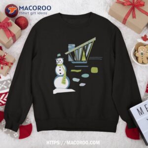 Mid Century Christmas House And Snowman Sweat Sweatshirt