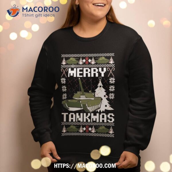 Military Ugly Christmas Gifts Merry Tankmas Holiday Sweatshirt