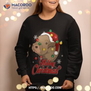 mooey christmas cow santa claus hat ugly sweater sweatshirt sweatshirt 2