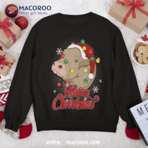 Mooey Christmas Cow Santa Claus Hat Ugly Sweater Sweatshirt