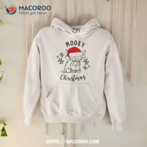 Mooey Christmas With Santa Hat Funny Shirt
