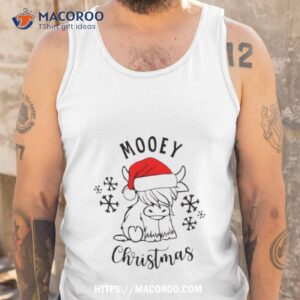 mooey christmas with santa hat funny shirt tank top