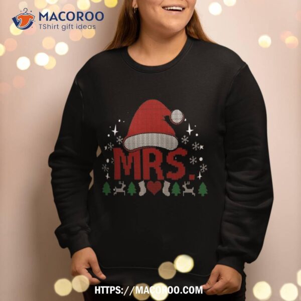 Mrs Santa Ugly Christmas Outfit Wo Funny Couple Matching Sweatshirt