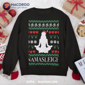 namasleigh yoga xmas yogi namaste om gift ugly christmas sweatshirt sweatshirt