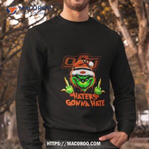 Oklahoma State Cowboys Grinch Santa Middle Finger Haters Gonna Hate Sweatshirt