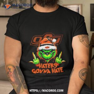 Oklahoma State Cowboys Grinch Santa Middle Finger Haters Gonna Hate Shirt