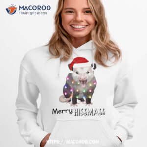 Opossum Santa Hat Merry Hissmas Christmas Lights Shirt