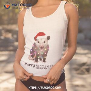 Opossum Santa Hat Merry Hissmas Christmas Lights Tank Top 1