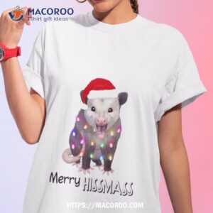 Opossum Santa Hat Merry Hissmas Christmas Lights Shirt